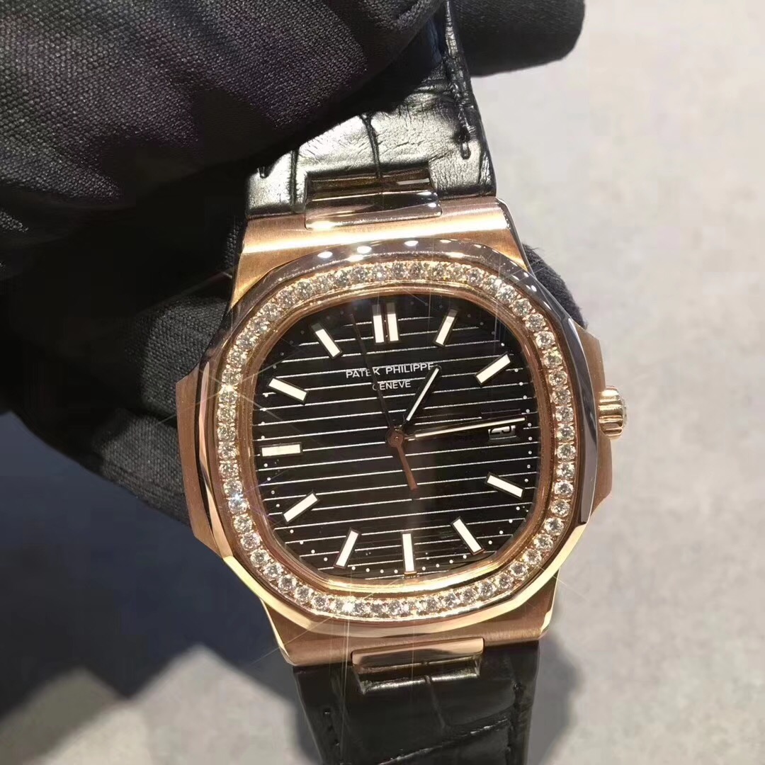 Patek Philippe Nautilus 18k Gold Diamond Watch Custom Made