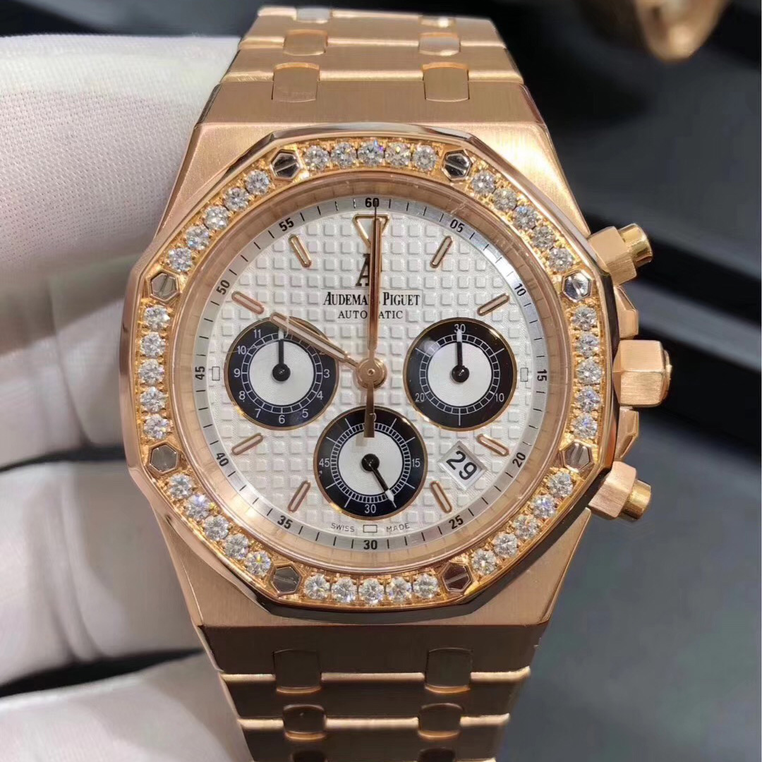  Audemars Piguet Royal Oak 18k Gold Diamond Gems Watch Custom Made