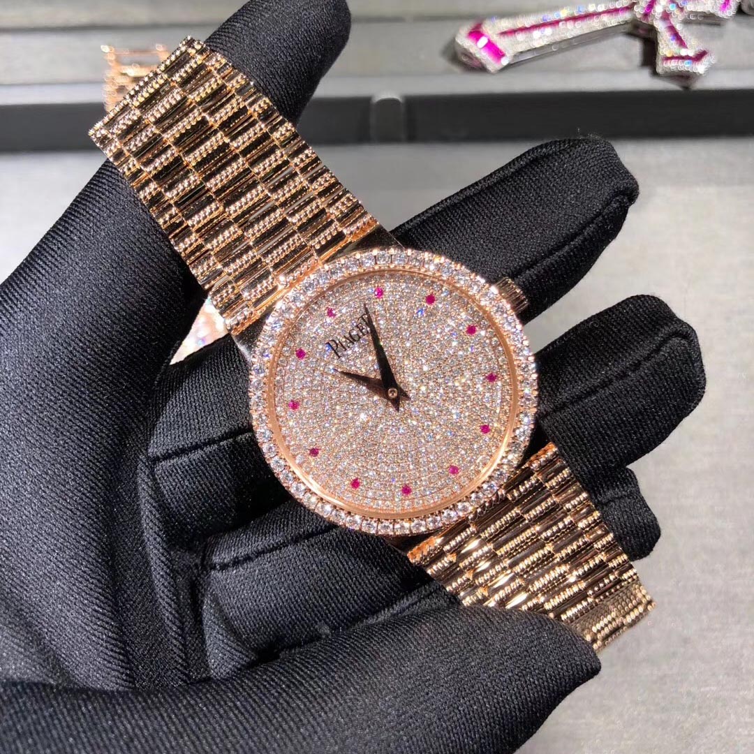 Piaget High Jewelry Series 18k Rose Gold Diamond Watch High End Custom Made